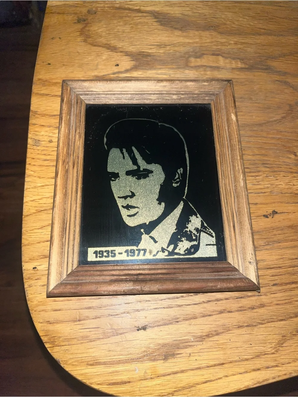 Framed Antique Black and Gold Portrait of Elvis Presley